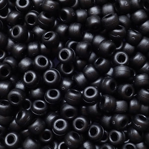 Matte Black Opaque Plastic Pony Beads 6 x 9mm, 500 beads