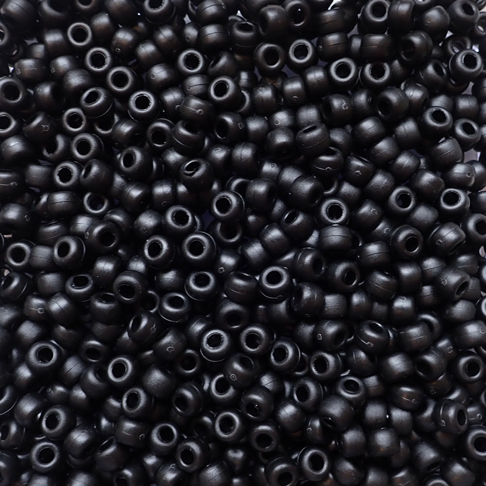 Matte Black Opaque Plastic Pony Beads 6 x 9mm, 500 beads