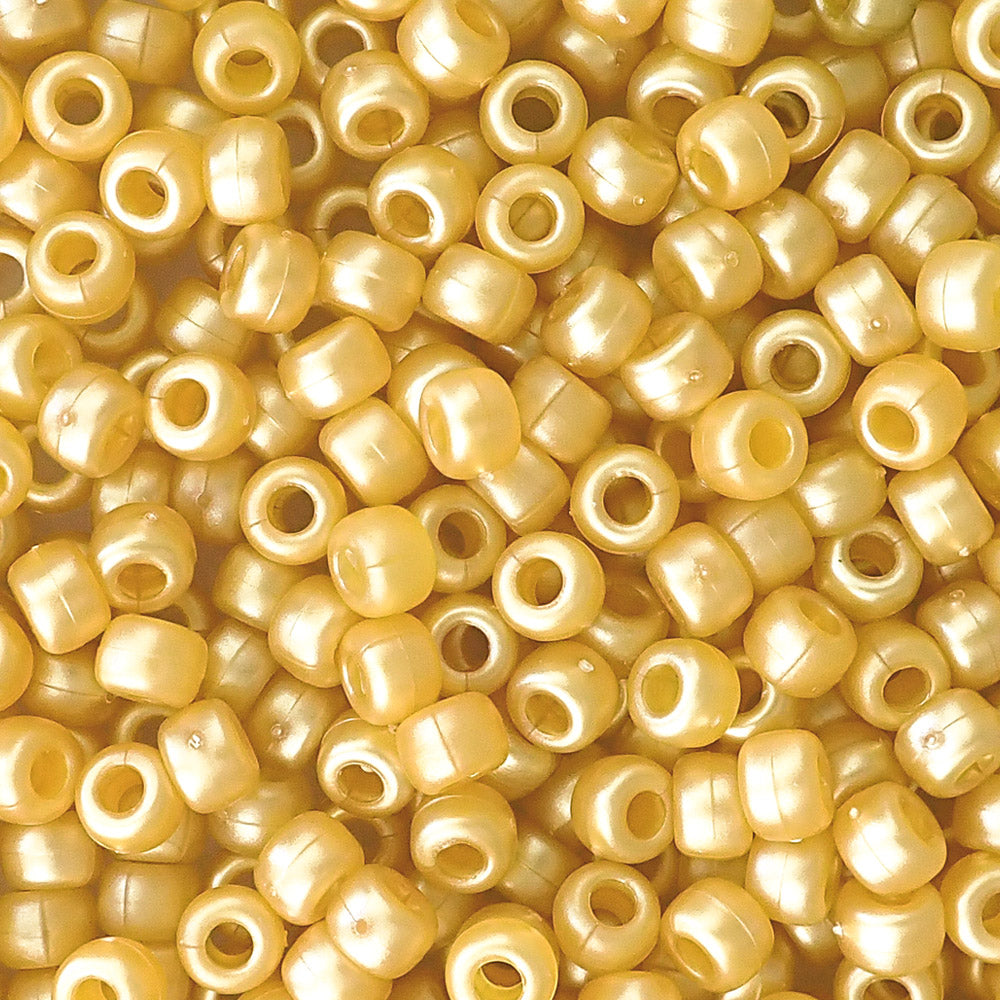 Satin Matte Gold Pearl Plastic Pony Beads 6 x 9mm 500 beads