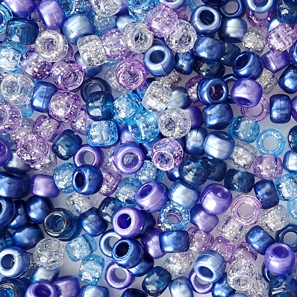 Lavender Sky Mix Plastic Pony Beads 6 x 9mm