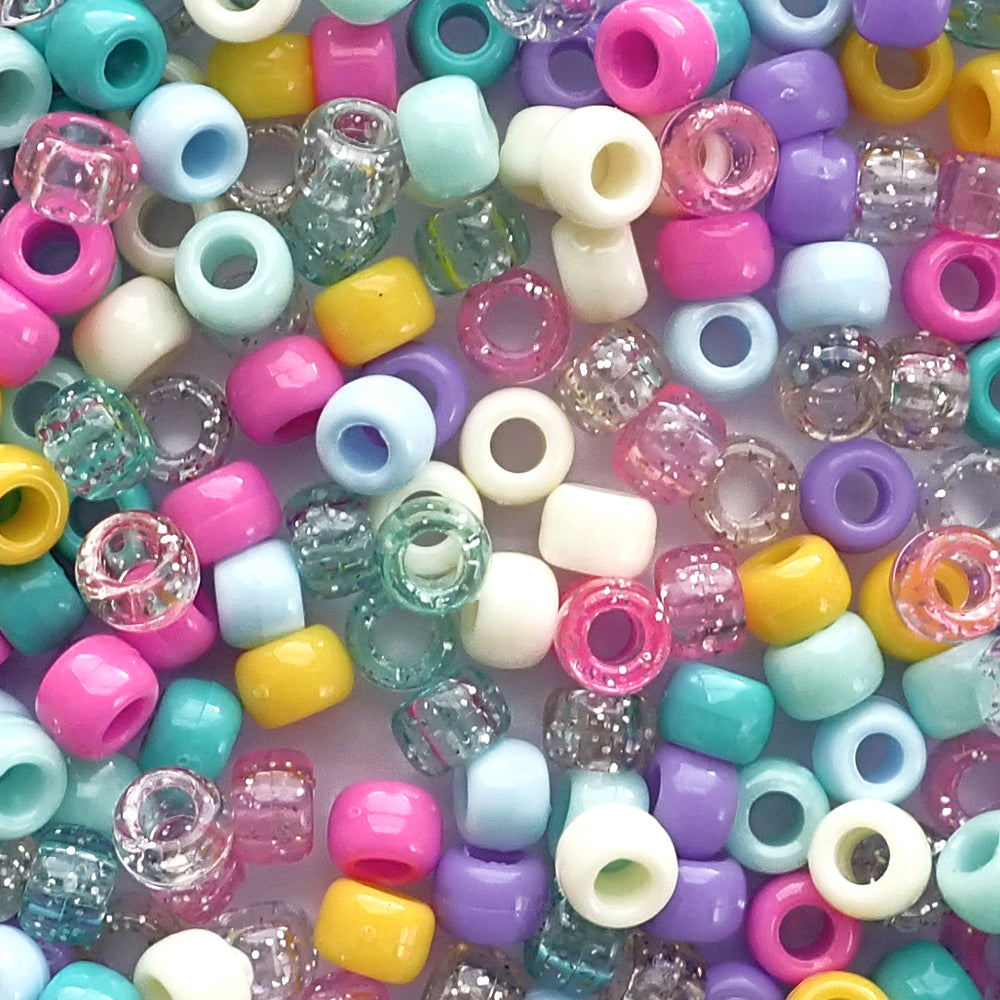 Pink Multicolor Mix Plastic Pony Beads 6 x 9mm, 500 beads