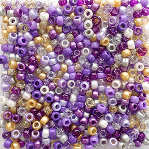 Princess Purple Mix Plastic Pony Beads 6 x 9mm, 500 beads