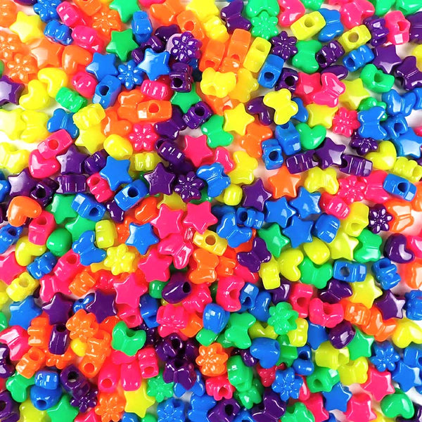 Neon Bright Mix 13mm Small Shape Mix Pony Beads (4oz)