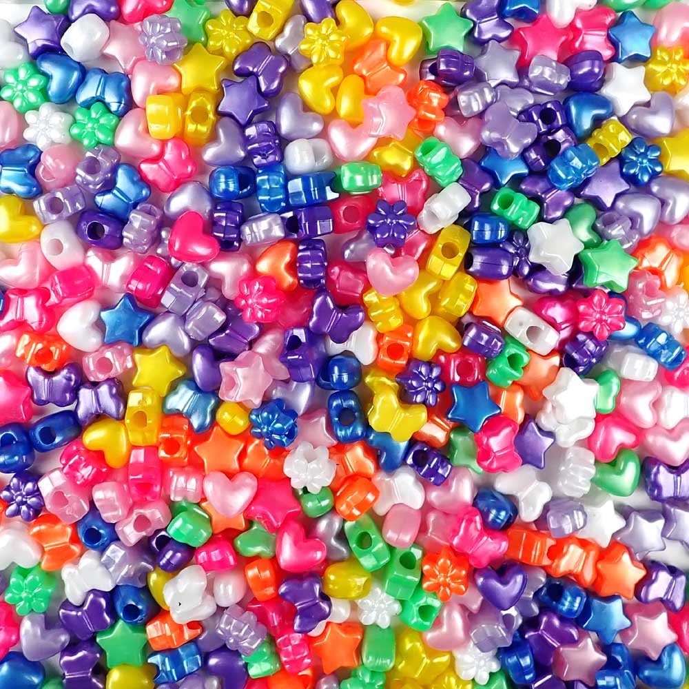 Cool Pearl Multi-color Mix Plastic Pony Beads 6 x 9mm, 500 beads