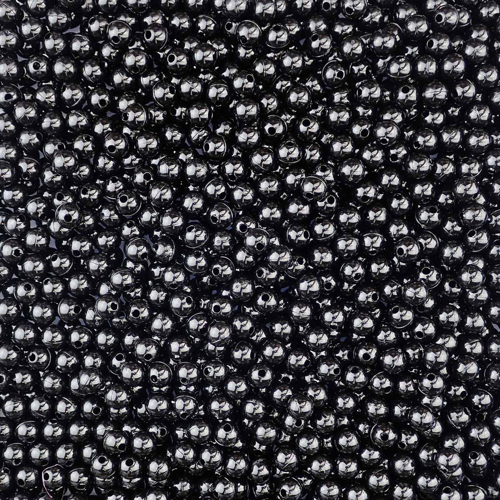 6mm Round Plastic Craft Beads, Black, 500 beads