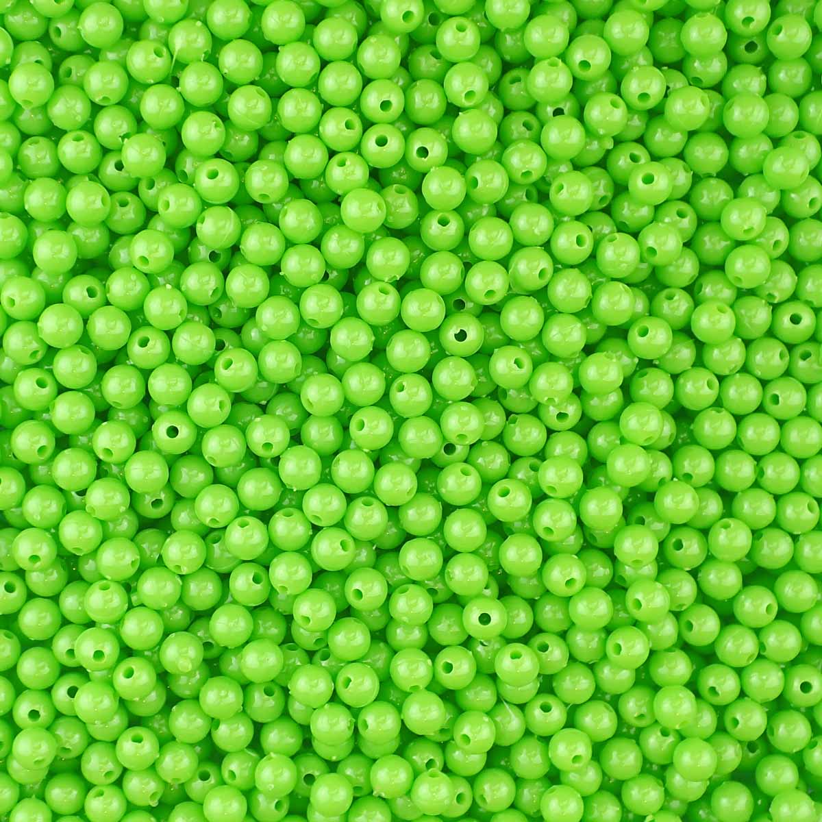 6mm Round Plastic Craft Beads, Lime Green Opaque, 500 beads