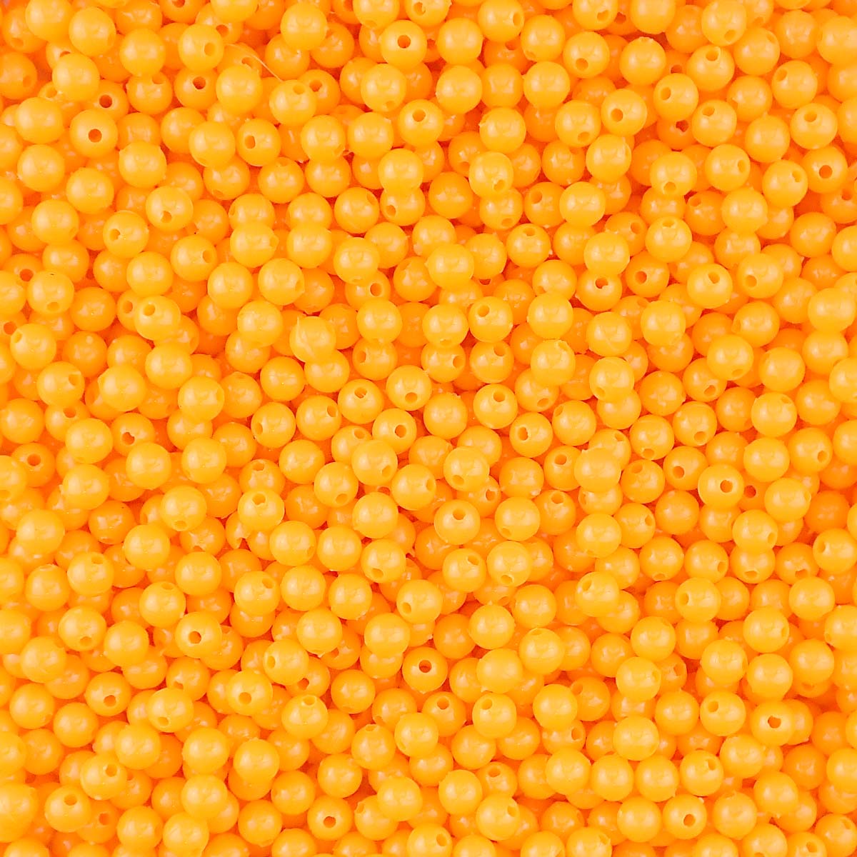 6mm Round Plastic Craft Beads, Orange Opaque, 500 beads