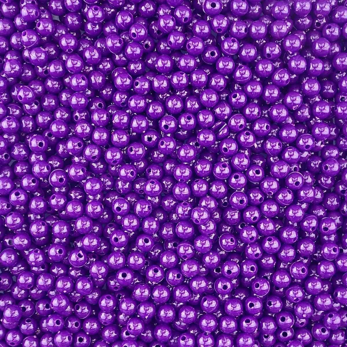 6mm Round Plastic Craft Beads, Plum Purple, 500 beads