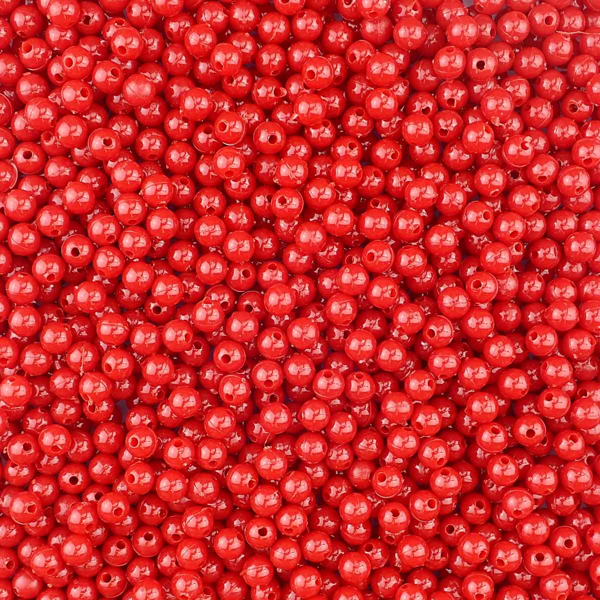 6mm Round Plastic Craft Beads, Red Opaque, 500 beads