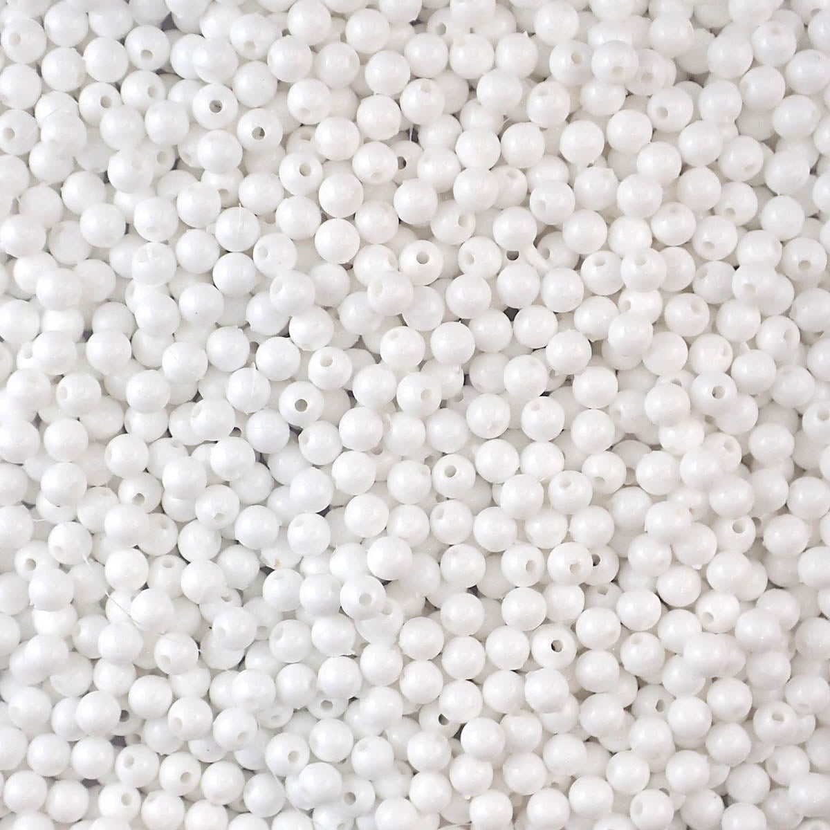 6mm Round Plastic Craft Beads, White, 500 beads