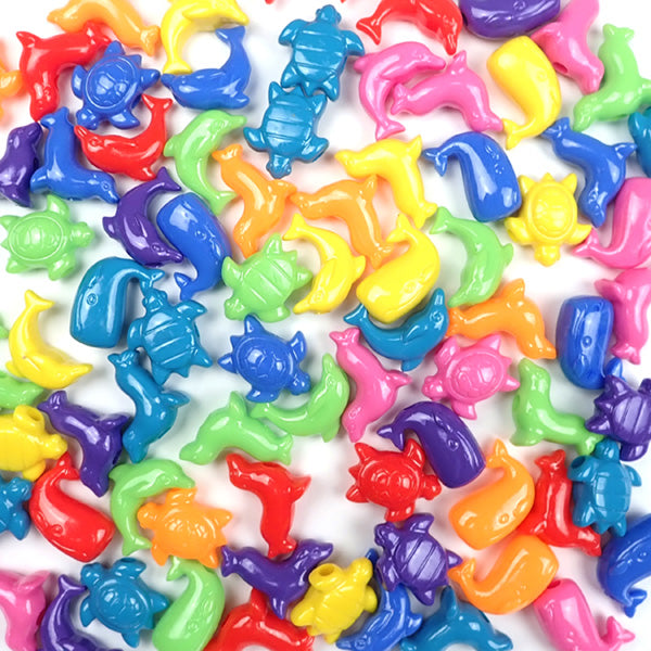 Sea Animals Mix Plastic Bead, 24 beads