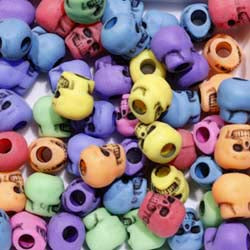 Plastic Multi-color Skull Beads, 36 beads