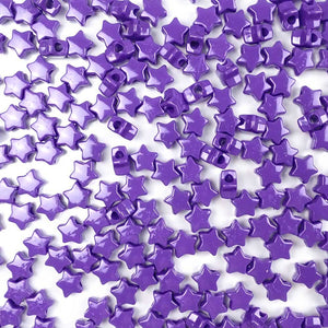 Star Plastic Pony Beads, 13mm, Purple, 125 beads