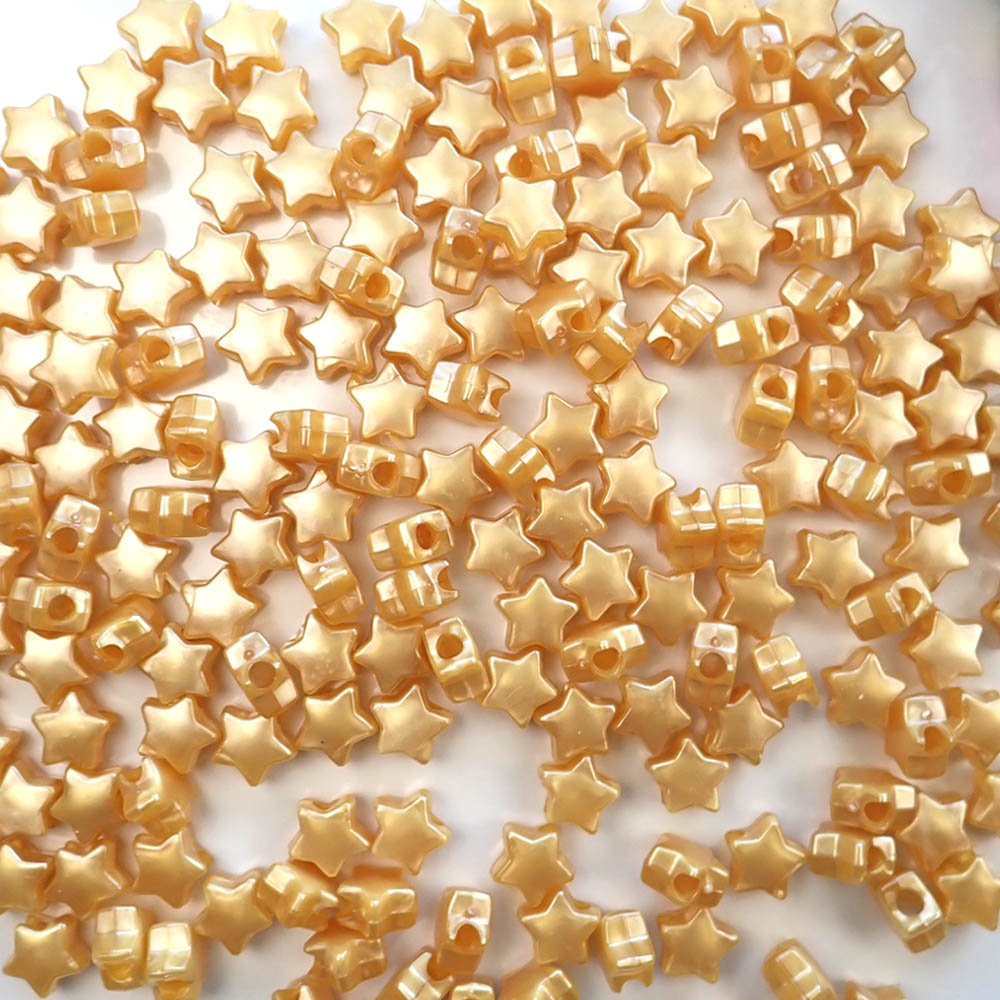 Star Plastic Pony Beads, 13mm, Gold Pearl, 125 beads