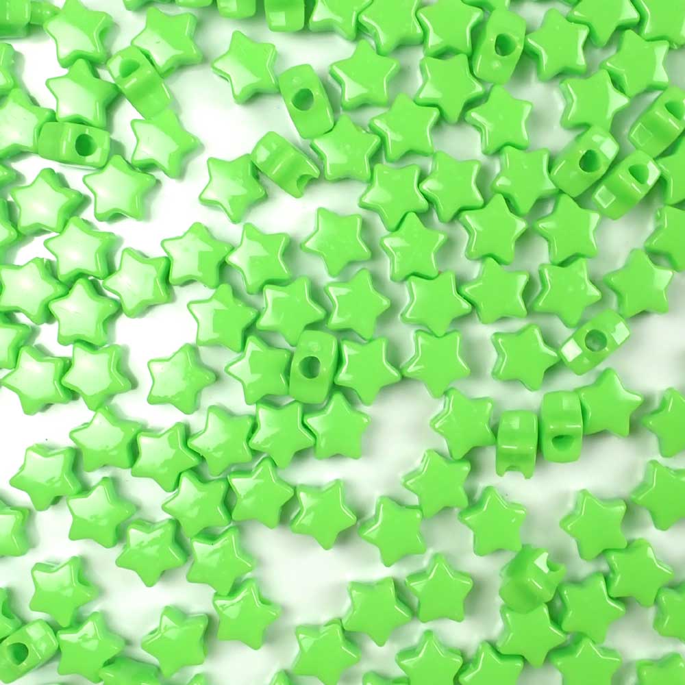 Star Plastic Pony Beads, 13mm, Lime, 125 beads