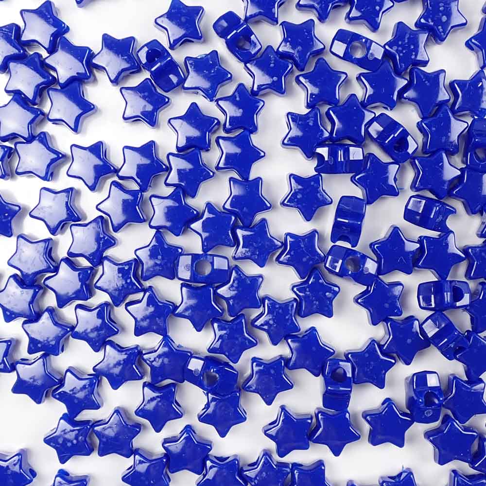 Star Plastic Pony Beads, 13mm, Royal Blue, 125 beads
